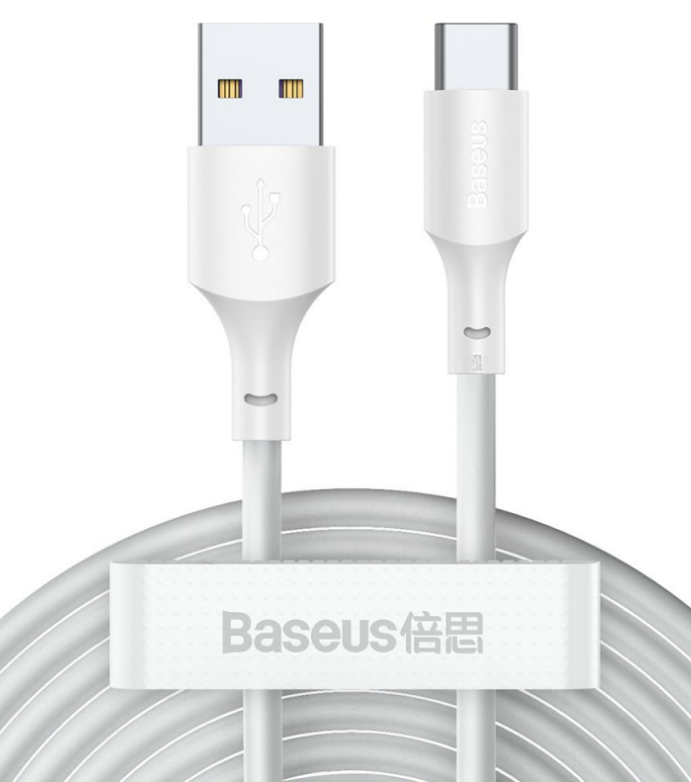 Set 2 x Cablu Alimentare si Date Baseus Simple Wisdom Fast Charging USB la USB Type-C 5A 1.5m Alb thumb