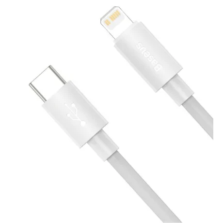 Set 2 x Cablu Alimentare si Date Baseus Simple Wisdom Fast Charging USB Type-C la Lighting iPhone PD 20W 1.5m Alb