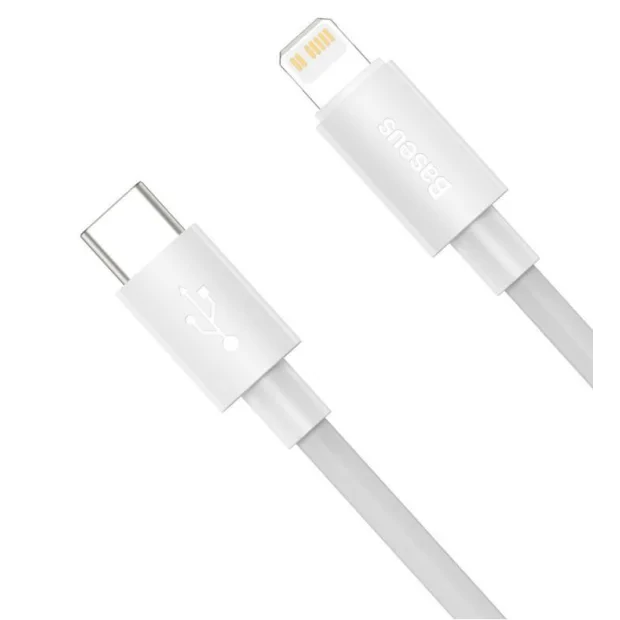 Set 2 x Cablu Alimentare si Date Baseus Simple Wisdom Fast Charging USB Type-C la Lighting iPhone PD 20W 1.5m Alb