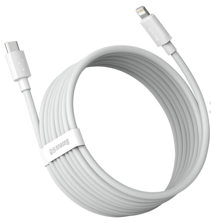 Set 2 x Cablu Alimentare si Date Baseus Simple Wisdom Fast Charging USB Type-C la Lighting iPhone PD 20W 1.5m Alb thumb