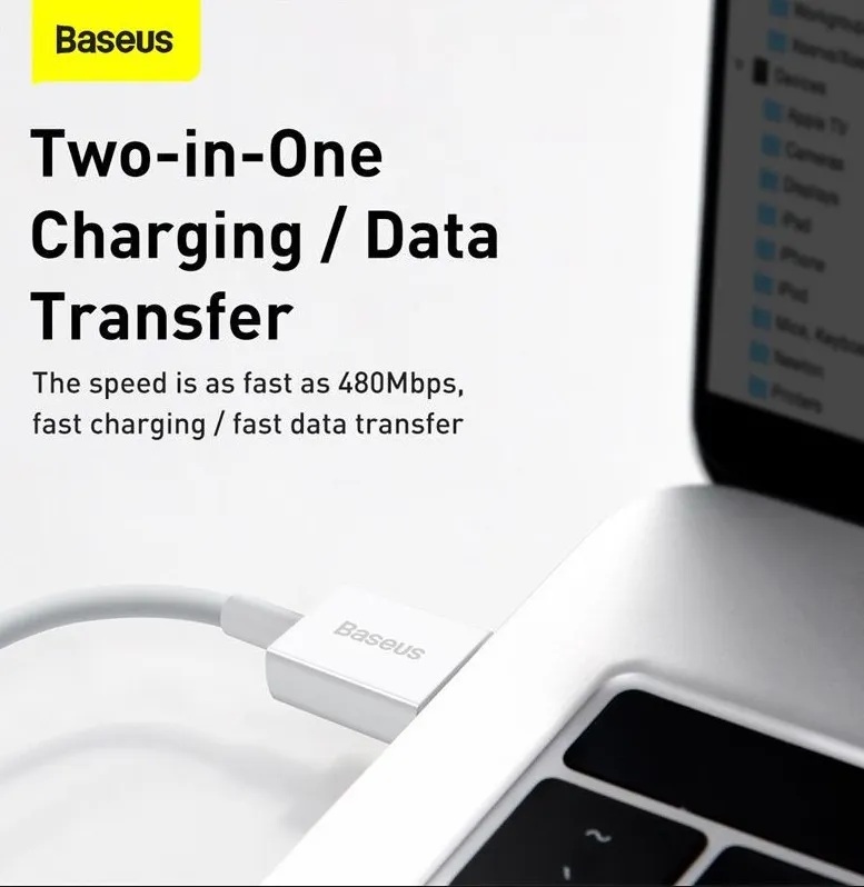 Cablu Alimentare si Date Baseus Superior Fast Charging USB la Lightning Iphone 2.4A 0.25m Alb thumb