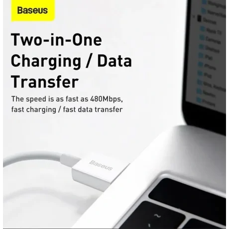 Cablu Alimentare si Date Baseus Superior Fast Charging USB la Lightning Iphone 2.4A 0.25m Alb