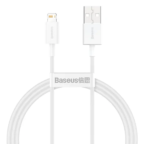 Cablu Alimentare si Date Baseus Superior Fast Charging USB la Lightning Iphone 2.4A 1m Alb