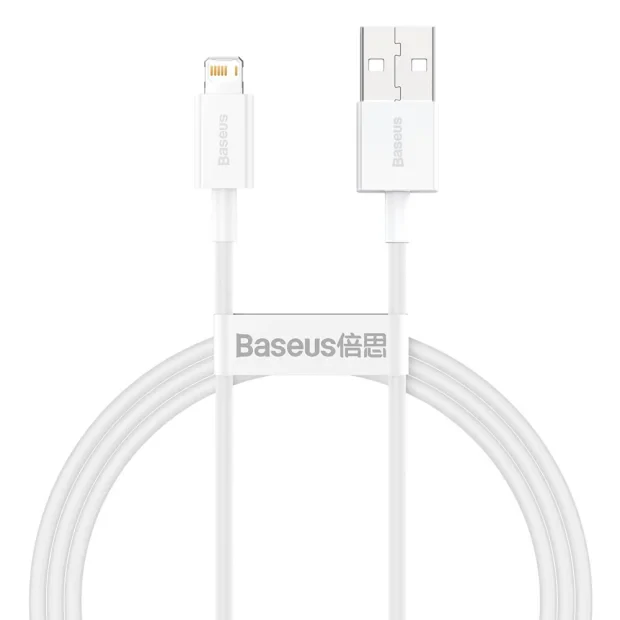 Cablu Alimentare si Date Baseus Superior Fast Charging USB la Lightning Iphone 2.4A 1m Alb