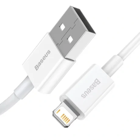 Cablu Alimentare si Date Baseus Superior Fast Charging USB la Lightning Iphone 2.4A 1m Alb