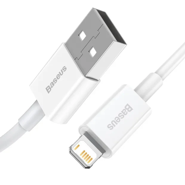 Cablu Alimentare si Date Baseus Superior Fast Charging USB la Lightning Iphone 2.4A 1m Alb