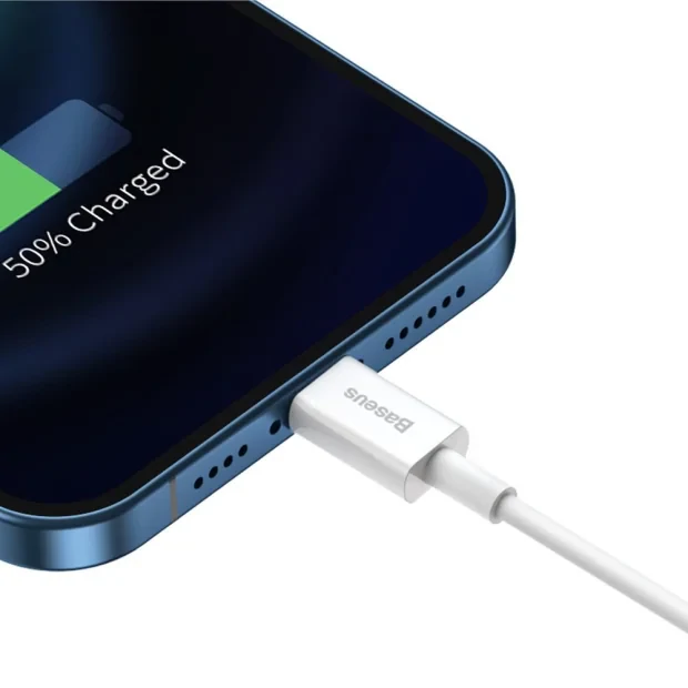Cablu Alimentare si Date Baseus Superior Fast Charging USB la Lightning Iphone 2.4A 1m Alb