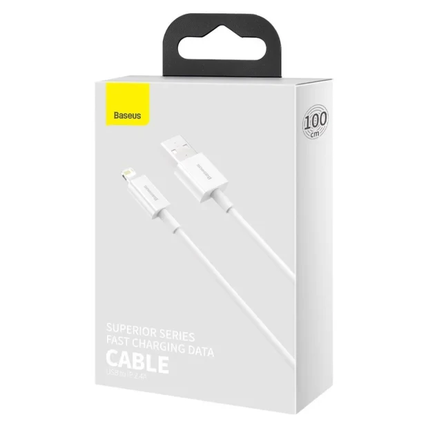 Cablu Alimentare si Date Baseus Superior Fast Charging USB la Lightning Iphone 2.4A 1m Alb