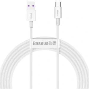 Cablu Alimentare si Date Baseus Superior Fast Charging USB la USB Type-C 66W 2m Alb
