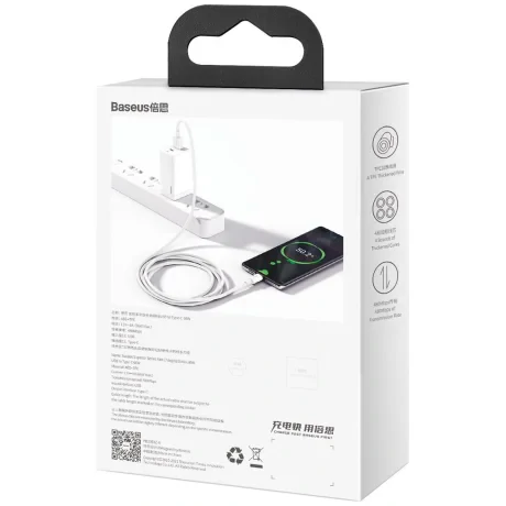 Cablu Alimentare si Date Baseus Superior Fast Charging USB la USB Type-C 66W 2m Alb