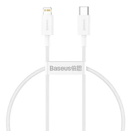 Cablu Alimentare si Date Baseus Superior Fast Charging USB Type-C la Lightning Iphone PD 20W 0.25m Alb