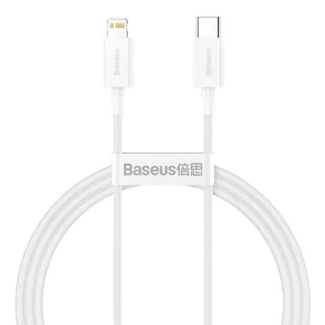 Cablu Alimentare si Date Baseus Superior Fast Charging USB Type-C la Lightning Iphone PD 20W 1m Alb