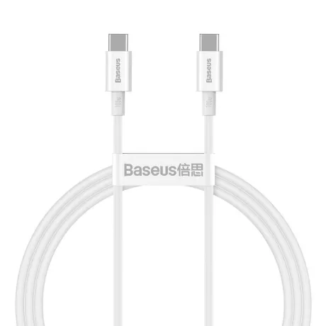 Cablu Alimentare si Date Baseus Superior Fast Charging USB Type-C la USB Type-C 100W 1m Alb