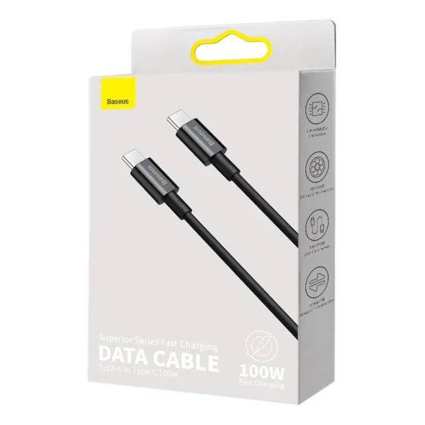 Cablu Alimentare si Date Baseus Superior Fast Charging USB Type-C la USB Type-C 100W 1m Negru