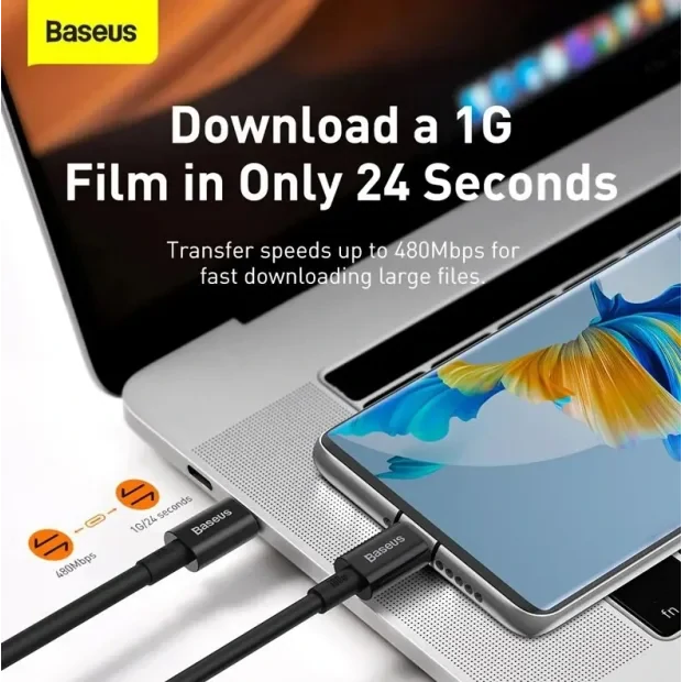 Cablu Alimentare si Date Baseus Superior Fast Charging USB Type-C la USB Type-C 100W 2m Alb