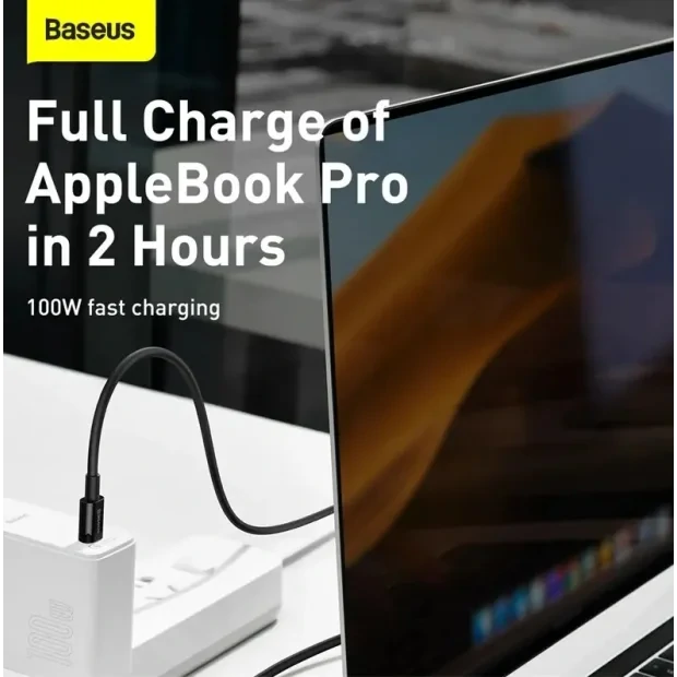 Cablu Alimentare si Date Baseus Superior Fast Charging USB Type-C la USB Type-C 100W 2m Alb