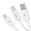 Cablu Alimentare si Date Baseus Superior Series USB la Micro-USB + Lightning Iphone + USB Type-C 3.5A 1.5m Alb