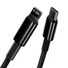 Cablu Alimentare si Date Baseus Tungsten Gold Fast Charging USB la Lightning Iphone 20W braided 2m Negru