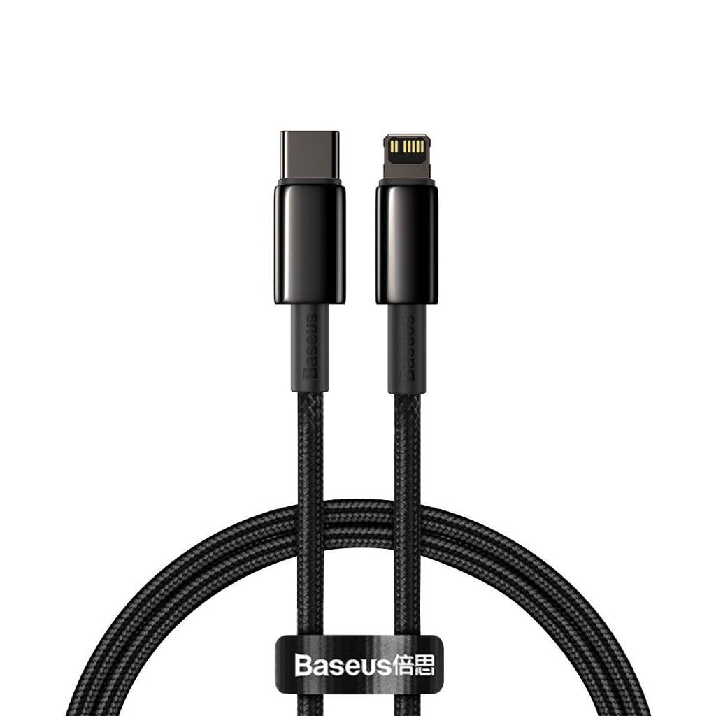 Cablu Alimentare si Date Baseus Tungsten Gold Fast Charging USB la Lightning Iphone 20W braided 2m Negru thumb