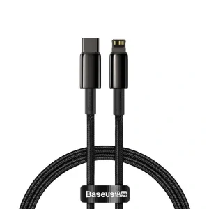 Cablu Alimentare si Date Baseus Tungsten Gold Fast Charging USB la Lightning Iphone 20W braided 2m Negru