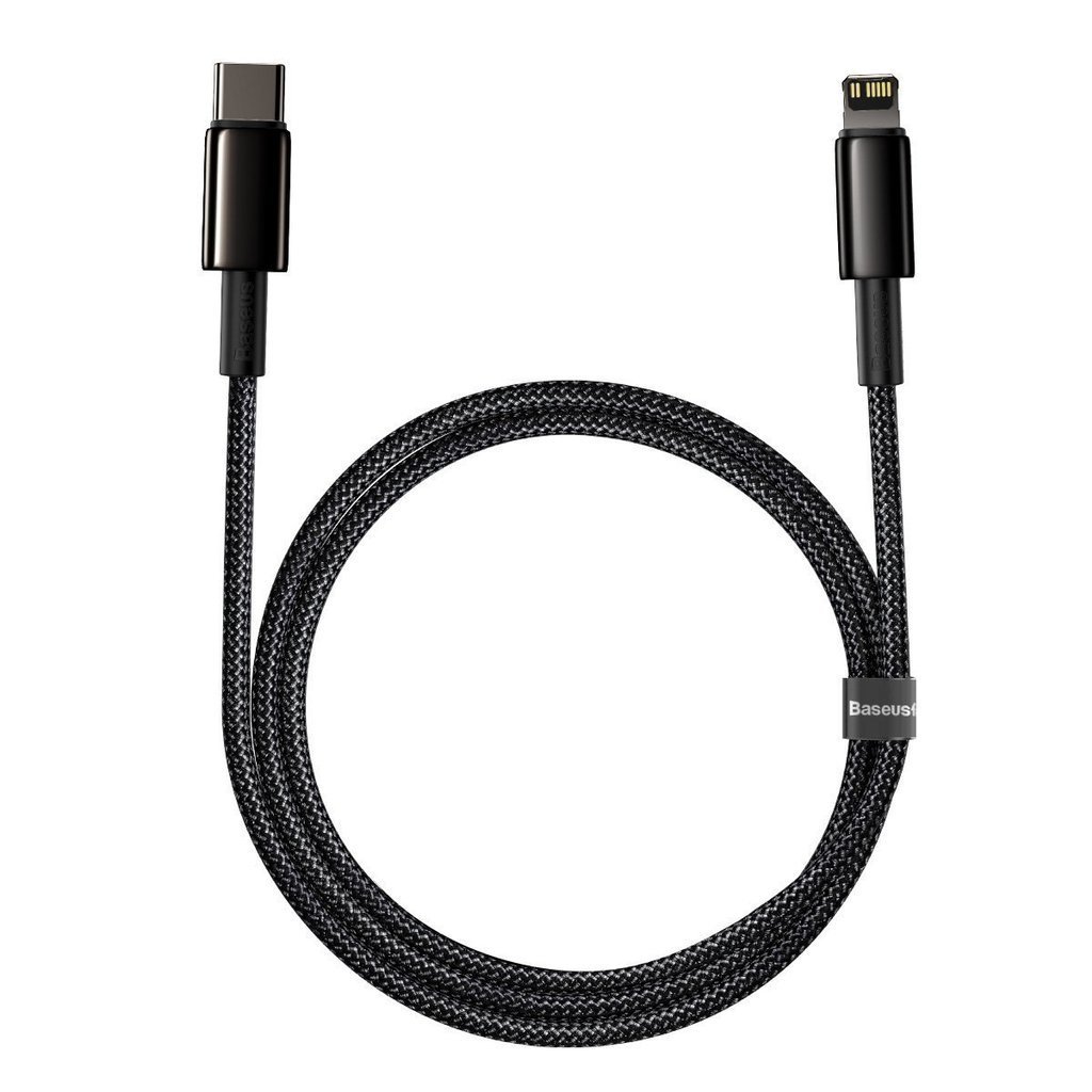 Cablu Alimentare si Date Baseus Tungsten Gold Fast Charging USB la Lightning Iphone 20W braided 2m Negru thumb