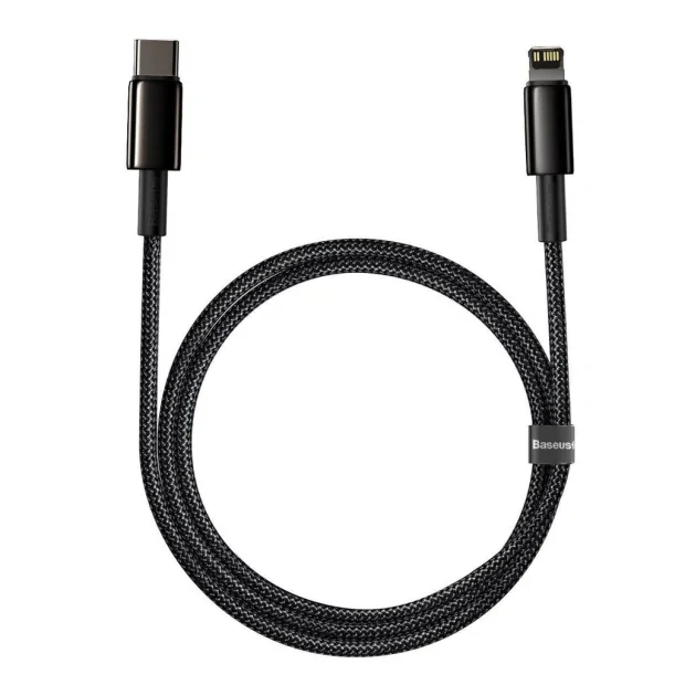 Cablu Alimentare si Date Baseus Tungsten Gold Fast Charging USB la Lightning Iphone 20W braided 2m Negru