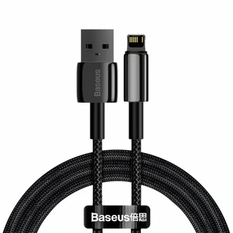 Cablu Alimentare si Date Baseus Tungsten Gold Fast Charging USB la Lightning Iphone 2.4A braided 1m Negru
