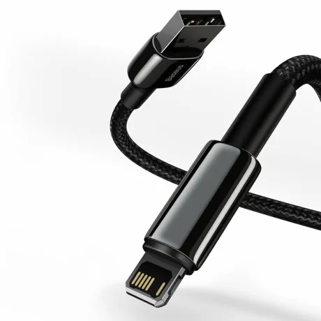 Cablu Alimentare si Date Baseus Tungsten Gold Fast Charging USB la Lightning Iphone 2.4A braided 1m Negru