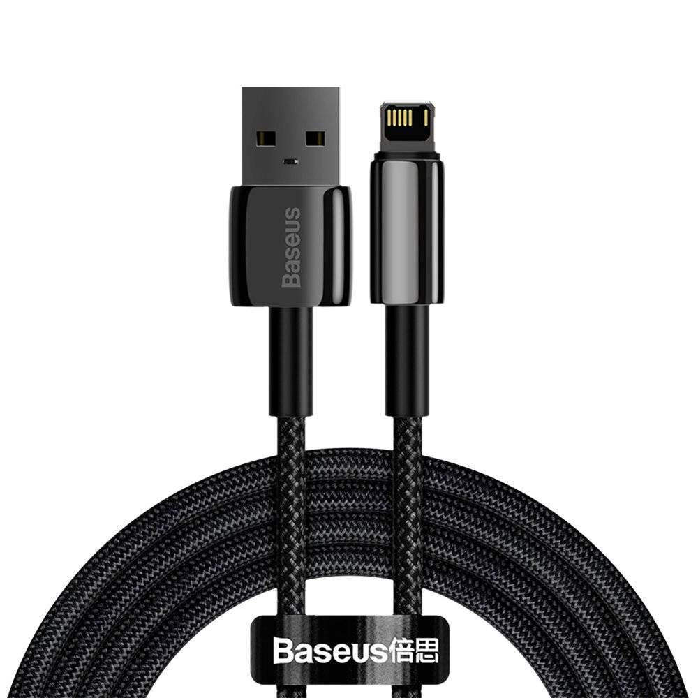 Cablu Alimentare si Date Baseus Tungsten Gold Fast Charging USB la Lightning Iphone 2.4A braided 2m Negru thumb