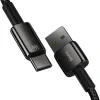 Cablu Alimentare si Date Baseus Tungsten Gold Fast Charging USB la USB Type-C 66W braided 2m Negru