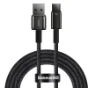Cablu Alimentare si Date Baseus Tungsten Gold Fast Charging USB la USB Type-C 66W braided 2m Negru