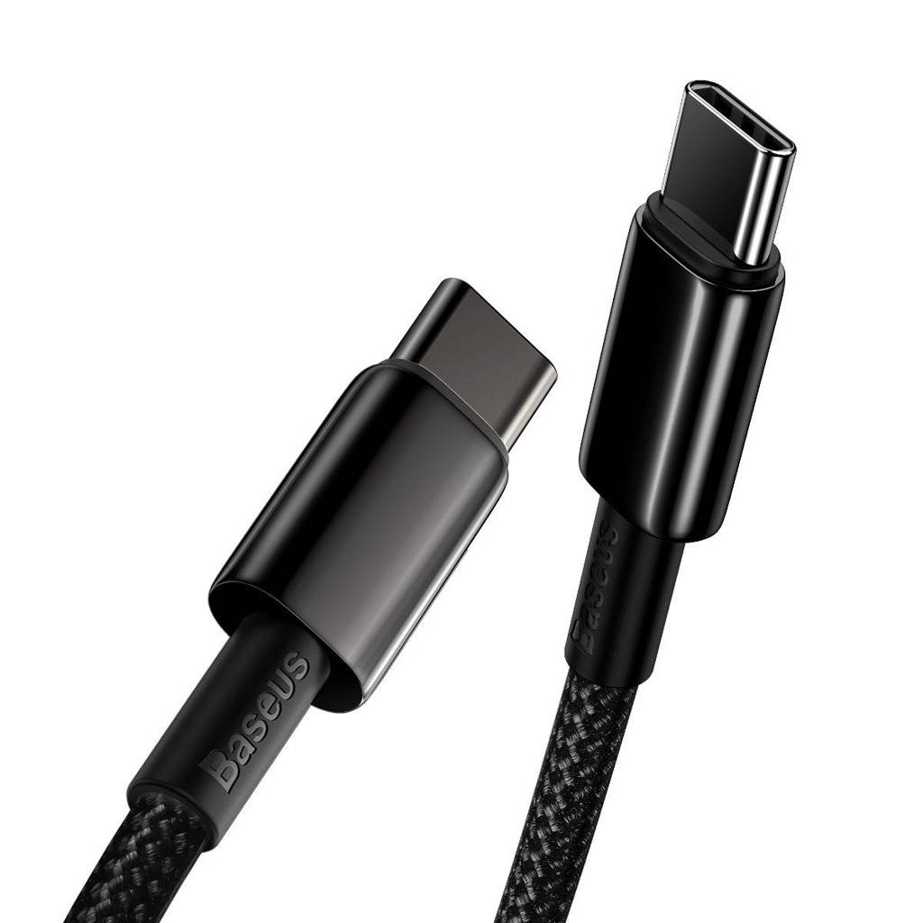Cablu Alimentare si Date Baseus Tungsten Gold Fast Charging USB Type-C la USB Type-C 100W braided 1m Negru thumb