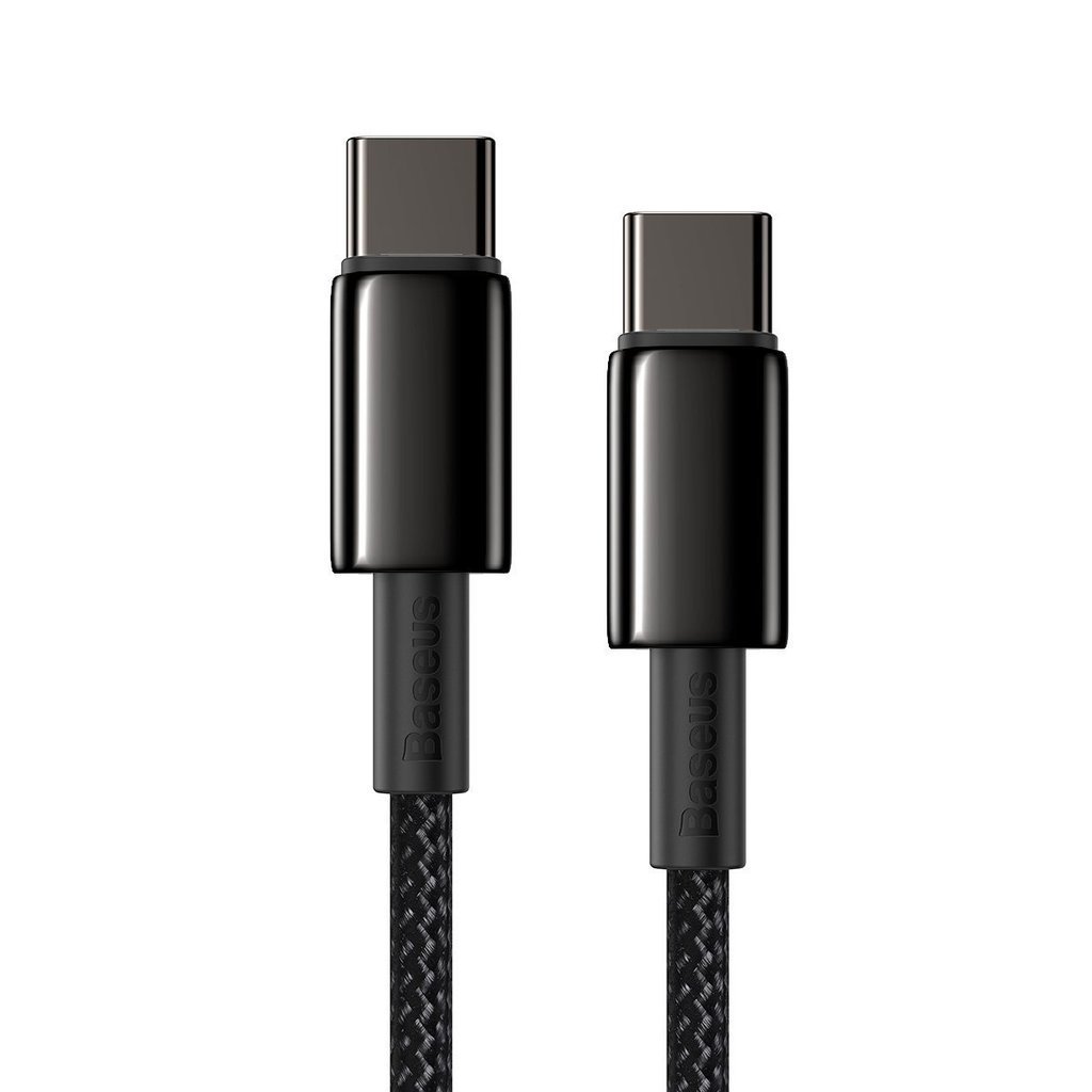 Cablu Alimentare si Date Baseus Tungsten Gold Fast Charging USB Type-C la USB Type-C 100W braided 1m Negru thumb
