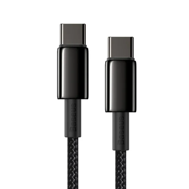 Cablu Alimentare si Date Baseus Tungsten Gold Fast Charging USB Type-C la USB Type-C 100W braided 1m Negru