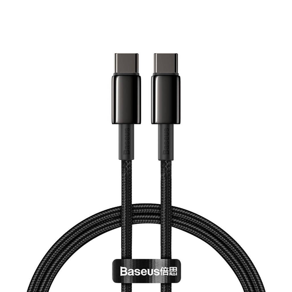 Cablu Alimentare si Date Baseus Tungsten Gold Fast Charging USB Type-C la USB Type-C 100W braided 1m Negru thumb