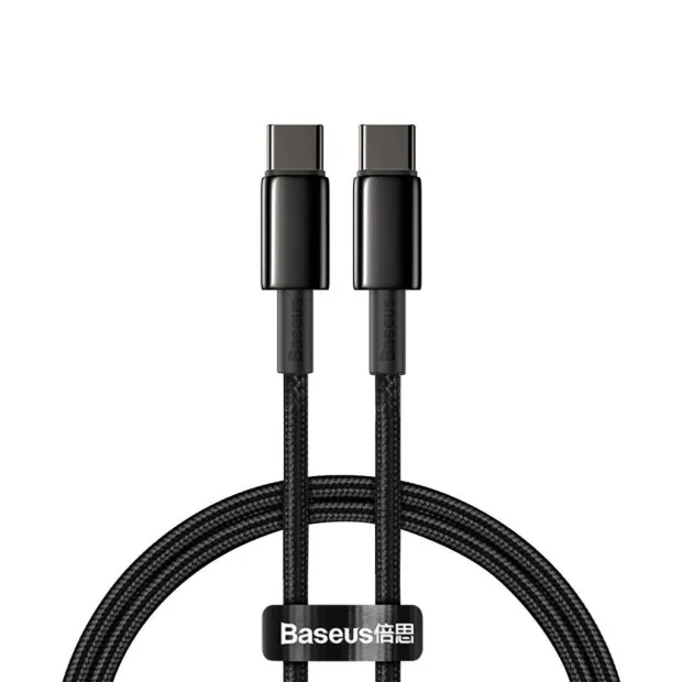 Cablu Alimentare si Date Baseus Tungsten Gold Fast Charging USB Type-C la USB Type-C 100W braided 1m Negru