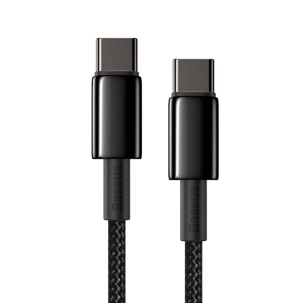 Cablu Alimentare si Date Baseus Tungsten Gold Fast Charging USB Type-C la USB Type-C 100W braided 2m Negru thumb