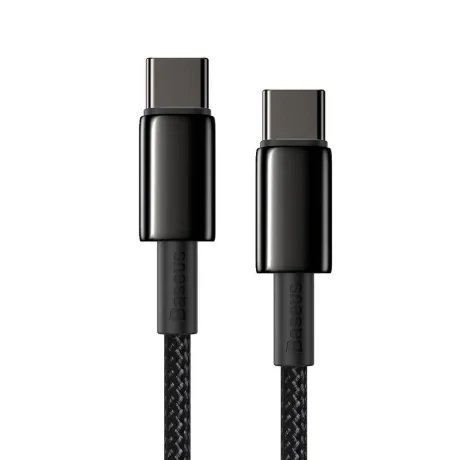 Cablu Alimentare si Date Baseus Tungsten Gold Fast Charging USB Type-C la USB Type-C 100W braided 2m Negru