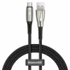 Cablu Alimentare si Date Baseus Water Drop-shaped Lamp Fast Charging USB la USB Type-C 66W braided LED 1m Negru