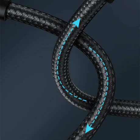 Cablu Alimentare si Date Baseus Water Drop-shaped Lamp Fast Charging USB la USB Type-C 66W braided LED 2m Negru