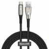 Cablu Alimentare si Date Baseus Water Drop-shaped Lamp Fast Charging USB la USB Type-C 66W braided LED 2m Negru