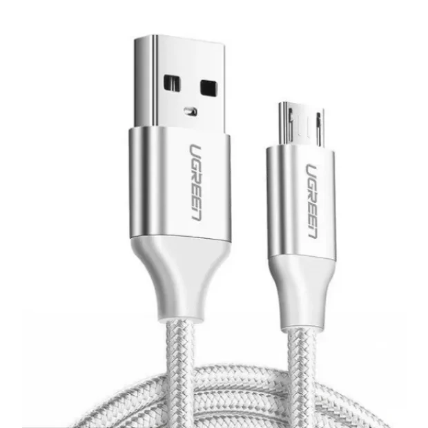 Cablu alimentare si date Ugreen US290 fast charging USB la Micro-USB 2m alb