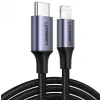Cablu alimentare si date Ugreen US304 fast charging USB Type-C la Lightning Iphone 1m negru