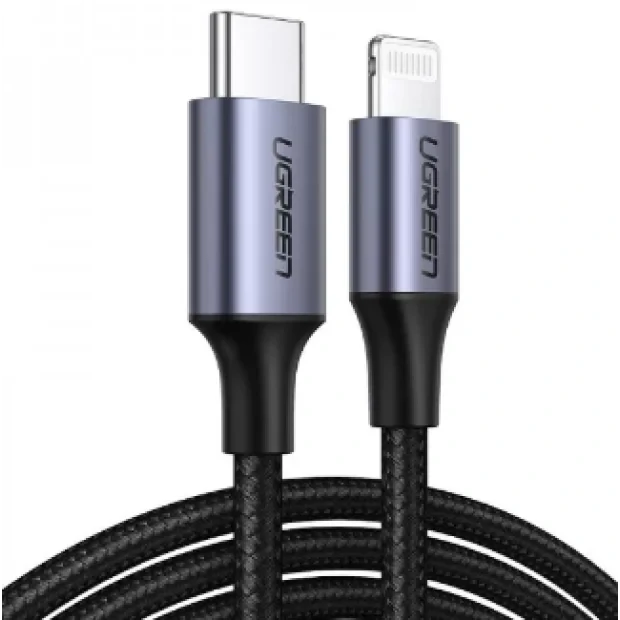 Cablu alimentare si date Ugreen US304 fast charging USB Type-C la Lightning Iphone 1m negru