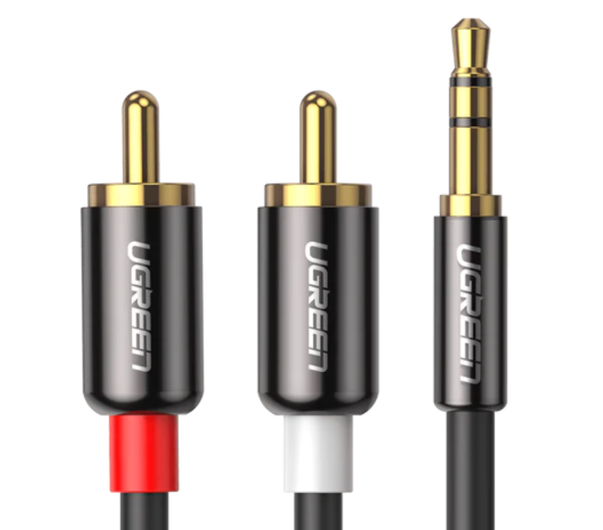 Cablu audio Ugreen AV116 stereo 3.5 mm jack (T) la 2 x RCA (T) 3m negru thumb