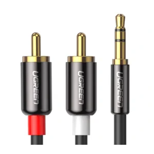 Cablu audio Ugreen AV116 stereo 3.5 mm jack (T) la 2 x RCA (T) 3m negru