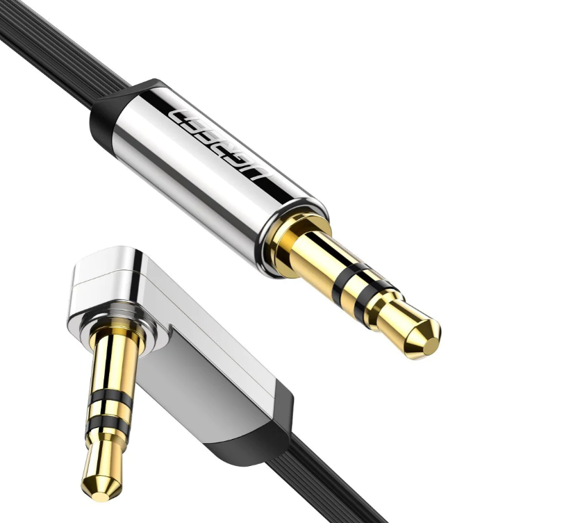 Cablu audio Ugreen AV119 stereo 3.5 mm jack (T) la 3.5 mm jack (T) unghi de 90 de grade la un capat 1.5m negru thumb