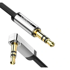 Cablu audio Ugreen AV119 stereo 3.5 mm jack (T) la 3.5 mm jack (T) unghi de 90 de grade la un capat 3m negru