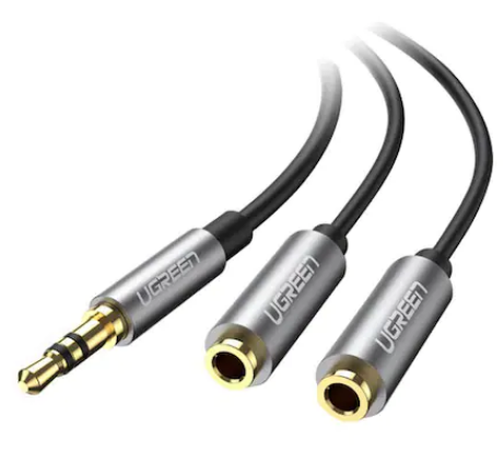 Cablu Audio Ugreen AV123 stereo 3.5 mm jack (T) la 2 x 3.5 mm jack (M) 0.20m Negru thumb