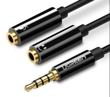 Cablu audio Ugreen AV141 stereo 3.5 mm jack (T) la 2 x 3.5 mm jack (M) 0.20m negru thumb